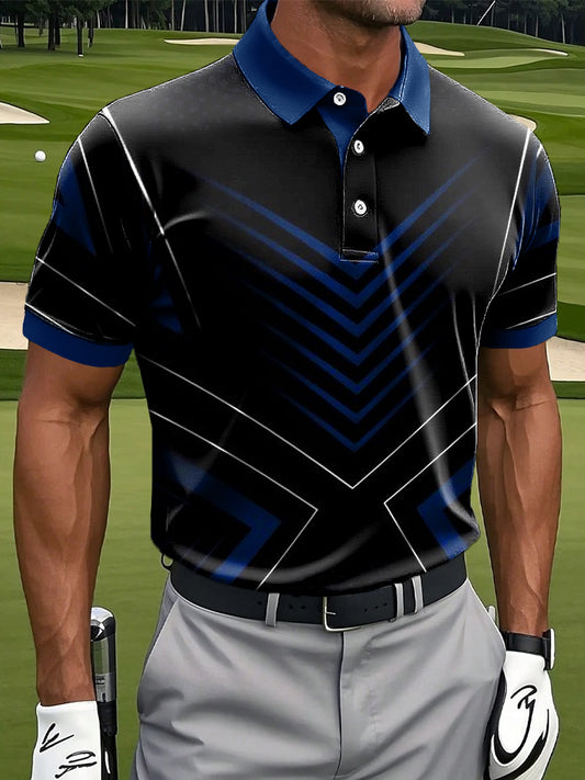 Мъжки ретро колоритен линия изкуство печат случайни бизнес поло риза