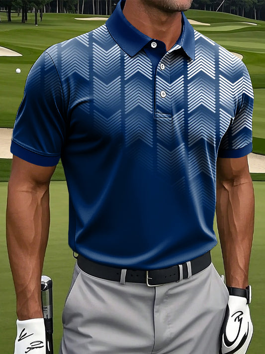 Мъжки ретро градиент геометричен пачуърк изкуство печат случайни бизнес поло риза