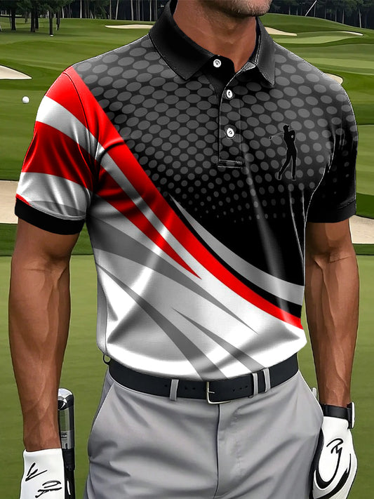 Мъжки класически абстрактна линия сплайсиране изкуство печат случайни бизнес поло риза