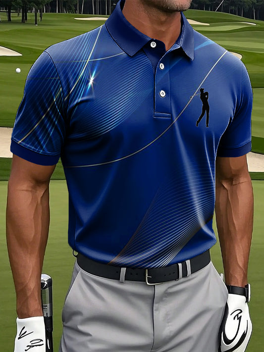 Мъжки класически линия текстура изкуство печат случайни бизнес поло риза