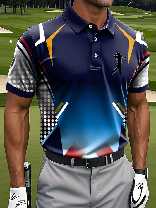 Мъжки абстрактни градиент линия цвят изкуство печат случайни бизнес поло риза