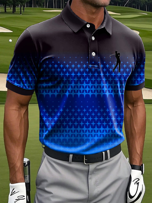 Мъжки абстрактен градиент тотем изкуство печат случайни бизнес поло риза