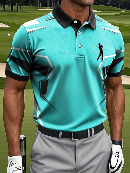 Мъжки изкуство абстрактна линия геометричен печат случайни бизнес поло риза