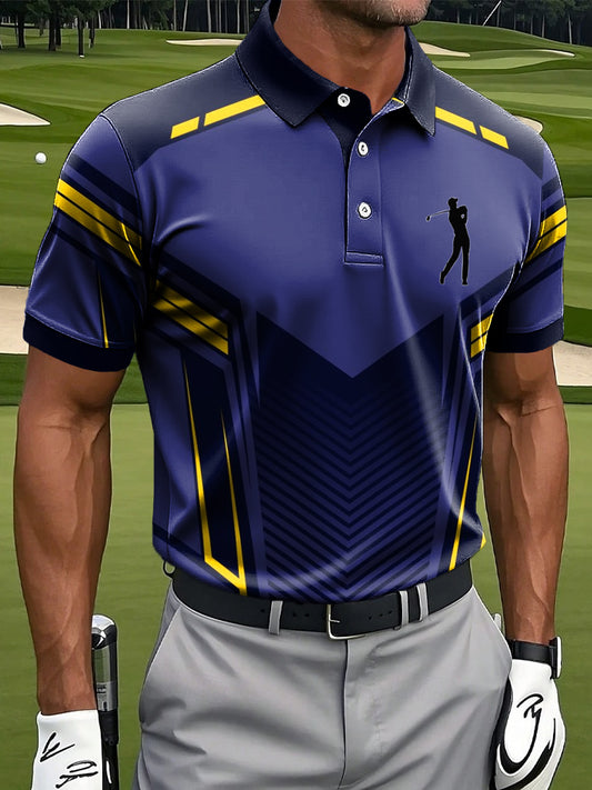 Мъжки ретро градиент цвят ивица изкуство печат случайни бизнес поло риза