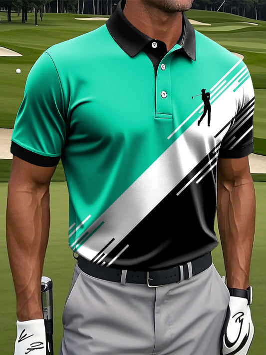 Мъжки класически цвят сплайс печатни случайни бизнес поло риза