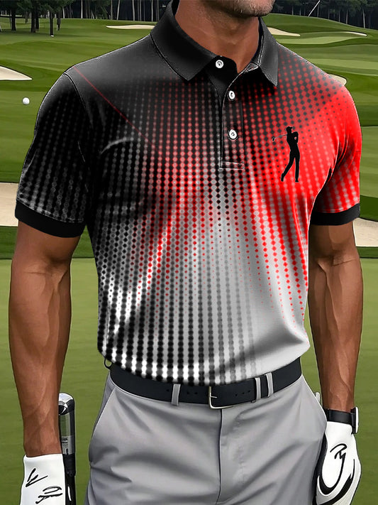 Мъжки ретро градиент линия изкуство печат случайни бизнес поло риза