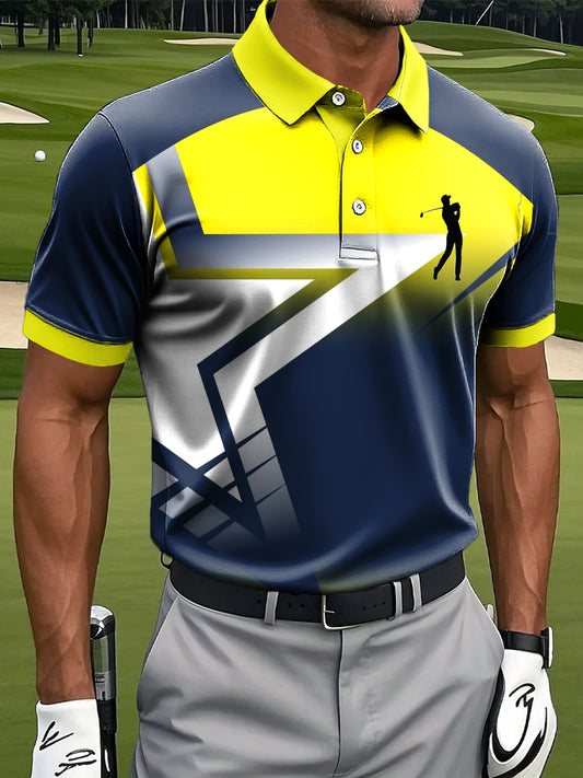 Мъжки реколта абстрактни пентаграма изкуство печат случайни бизнес поло риза