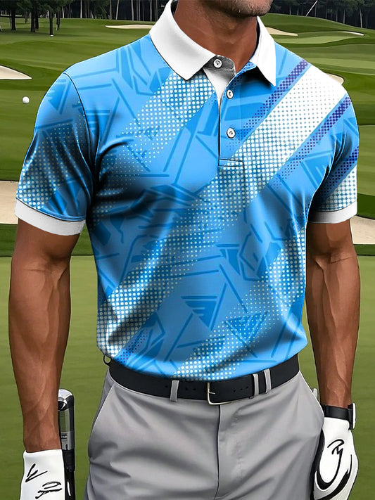 Мъжки ретро градиент геометричен пачуърк изкуство печат случайни бизнес поло риза