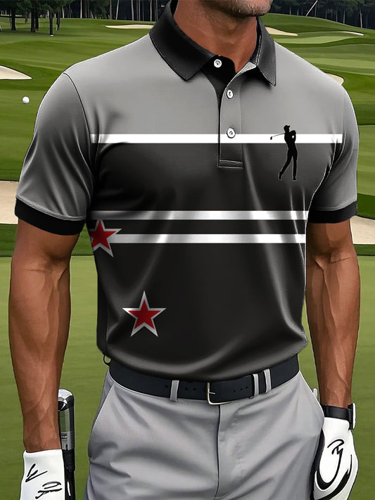 Мъжки реколта райета пентаграма изкуство печат случайни бизнес поло риза