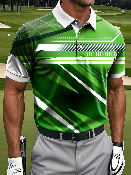 Мъжки ретро градиент ивица пачуърк изкуство печат случайни бизнес поло риза