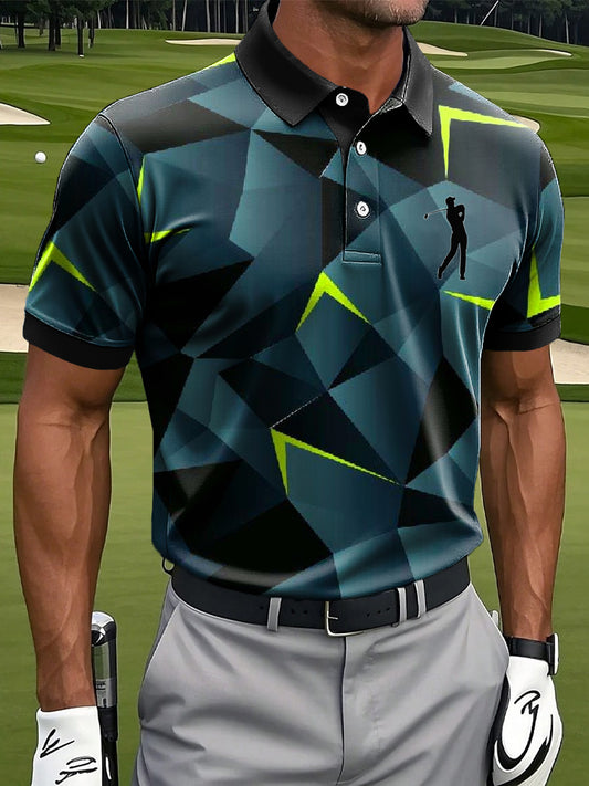Мъжки неправилни геометрични изкуство печат случайни бизнес поло риза