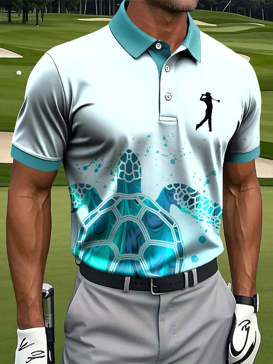 Мъжки хавайски абстрактна костенурка изкуство печат случайни бизнес поло риза