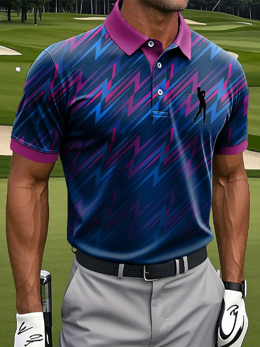 Мъжки ретро абстрактна геометрична изкуство печат случайни бизнес поло риза