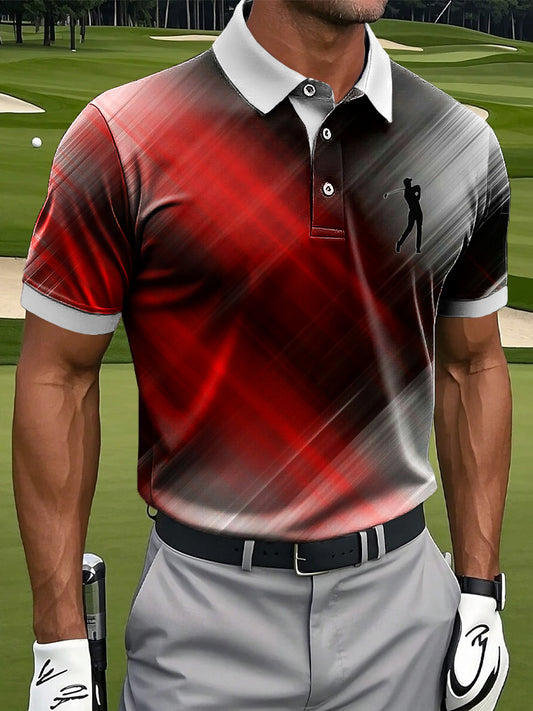 Мъжки ретро абстрактен градиент карго изкуство печат случайни бизнес поло риза