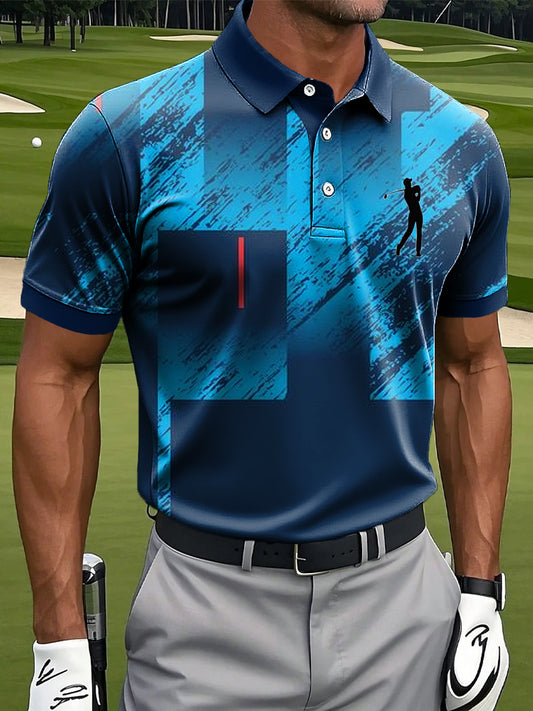 Мъжки ретро абстрактни петна геометричен печат случайни бизнес поло риза