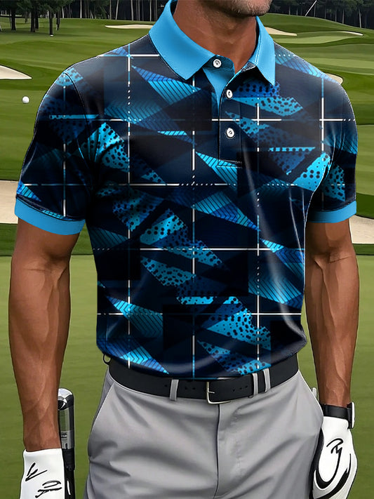 Мъжки абстрактна геометрична изкуство печат случайни бизнес поло риза