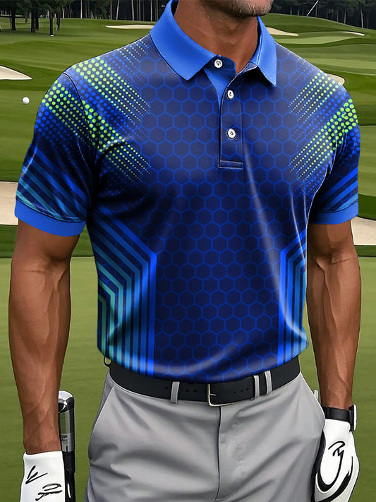 Мъжки класически геометрични изкуство печат случайни бизнес поло риза