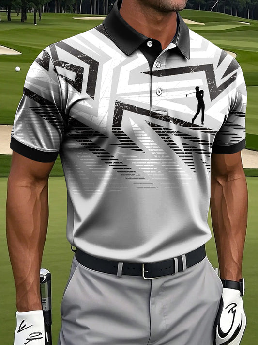 Мъжки абстрактна линия неправилна изкуство печат случайни бизнес поло риза