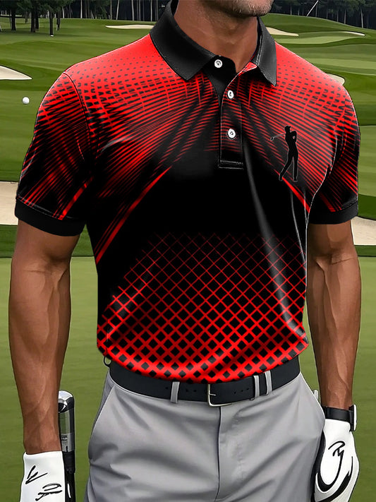 Мъжки ретро градиент геометричен тотем печат случайни бизнес поло риза