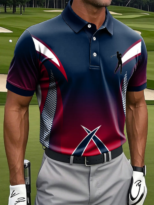 Мъжки ретро градиент неправилни печатни случайни бизнес поло риза