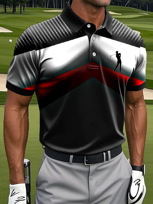 Мъжки ретро симетричен геометричен печат случайни бизнес поло риза