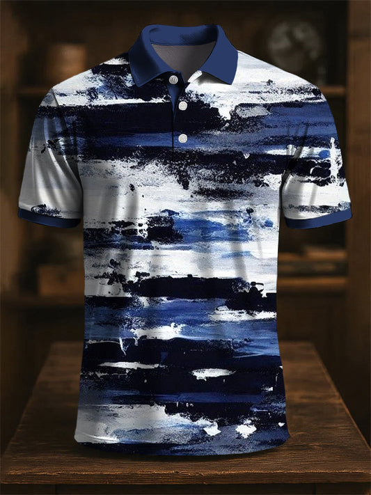 Мъжки ретро абстрактни графити изкуство печат случайни бизнес поло риза