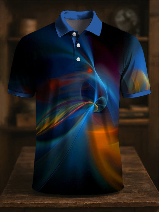 Мъжки ретро абстрактна текстура изкуство печат случайни бизнес поло риза