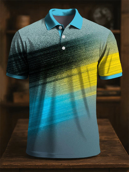 Мъжки ретро цветни линия графити изкуство печат случайни бизнес поло риза