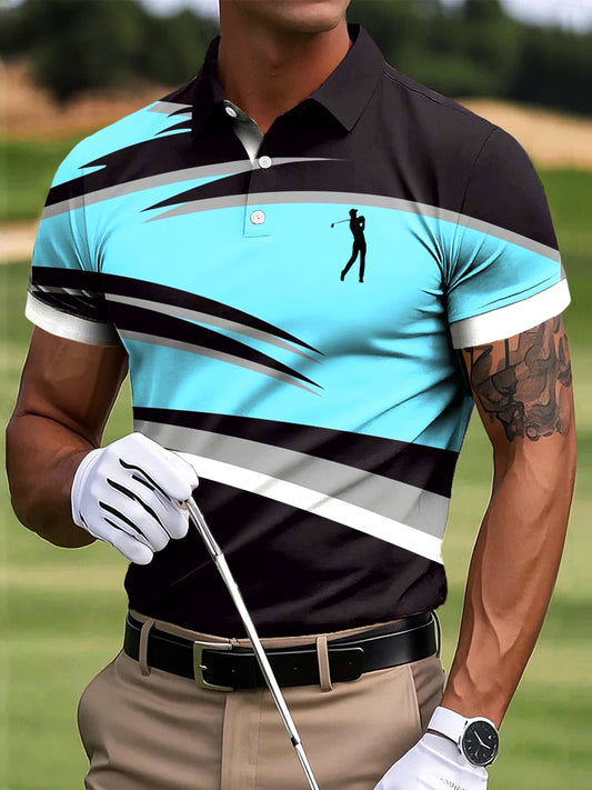 Мъжки голф неправилна линия изкуство печат случайни бизнес поло риза