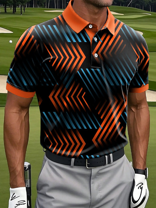 Мъжки ретро многоцветни неправилна линия печат случайни бизнес поло риза