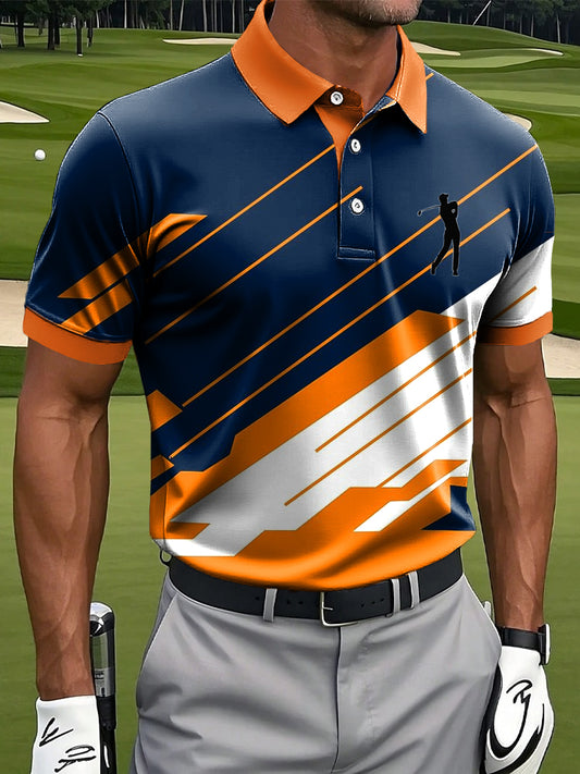 Мъжки абстрактна геометрична изкуство печат случайни бизнес поло риза