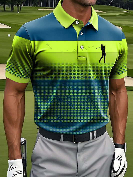 Мъжки абстрактна градиент ивица изкуство печат случайни бизнес поло риза