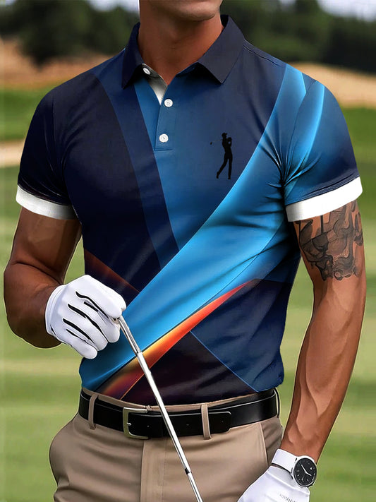 Мъжки голф градиент текстура пачуърк изкуство печат случайни бизнес поло риза