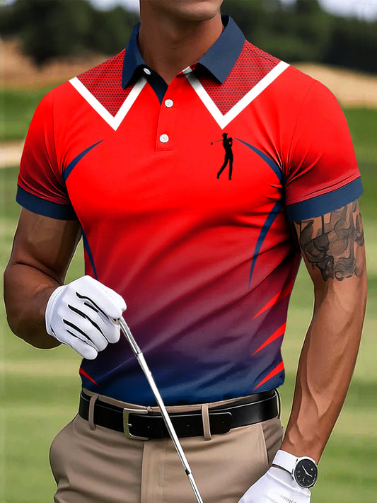 Мъжки голф градиент линия изкуство печат случайни бизнес поло риза