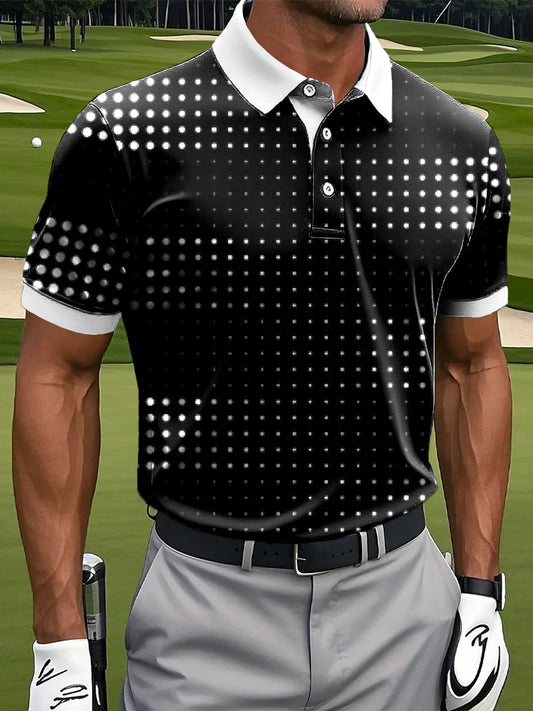 Мъжки ретро градиент полка точка изкуство печат случайни бизнес поло риза