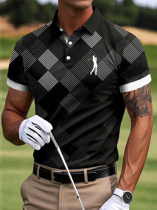 Мъжки голф градиент карго изкуство печат случайни бизнес поло риза