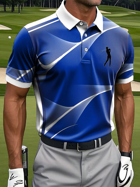 Мъжки абстрактна линия текстура изкуство печат случайни бизнес поло риза