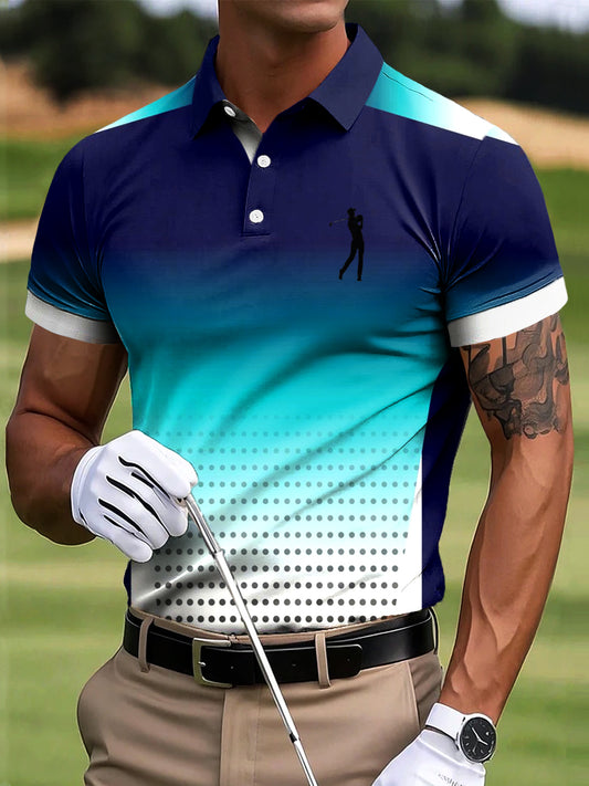 Мъжки голф градиент пачуърк изкуство печат случайни бизнес поло риза
