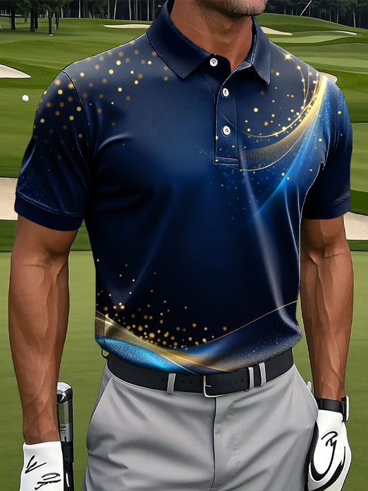 Мъжки ретро абстрактна градиент текстура изкуство печат случайни бизнес поло риза