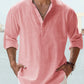 (compre 2 envío gratis)--Camisa casual de manga larga de algodón y lino para hombre
