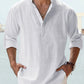 (compre 2 envío gratis)--Camisa casual de manga larga de algodón y lino para hombre