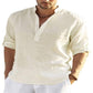 (compre 2 envío gratis)--Camisa casual de manga larga de algodón y lino para hombre